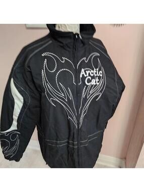 Rare Arctic Cat Women’s XL Black Snowmobile Jacket Embroidered flawless